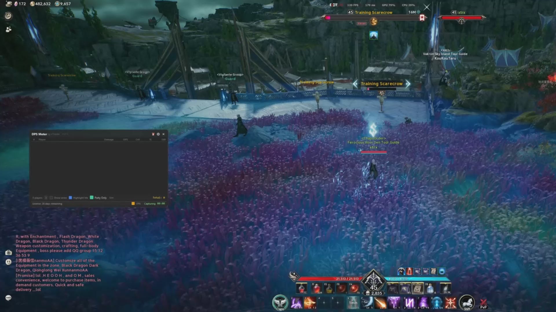 Load video: Showcase of the DPS Meter overlay on a dummy, and deep dive into skill detail.